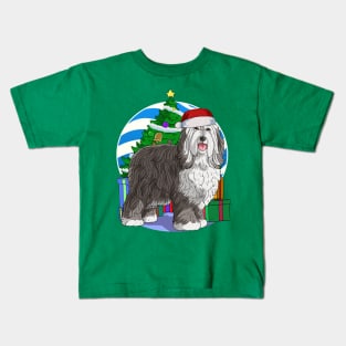 Bearded Collie Dog Christmas Tree Decoration Kids T-Shirt